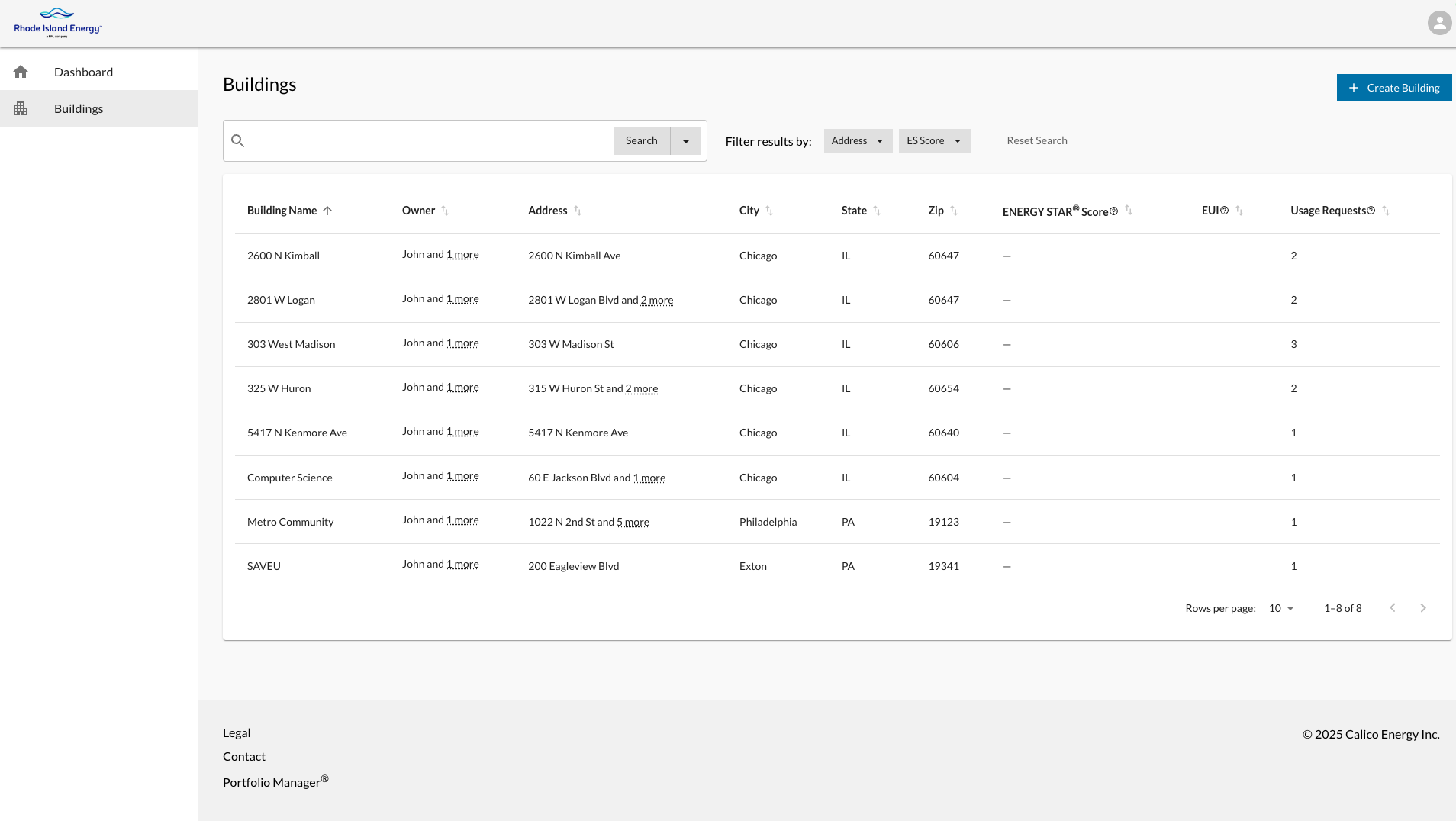 Building Data Portal Buildings