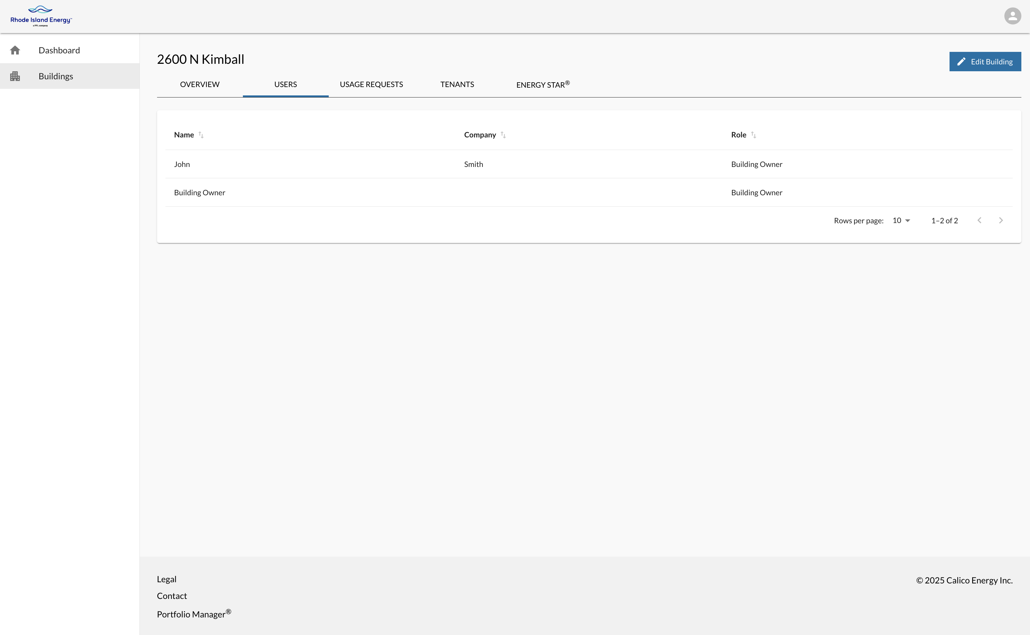Building Data Portal Building Users